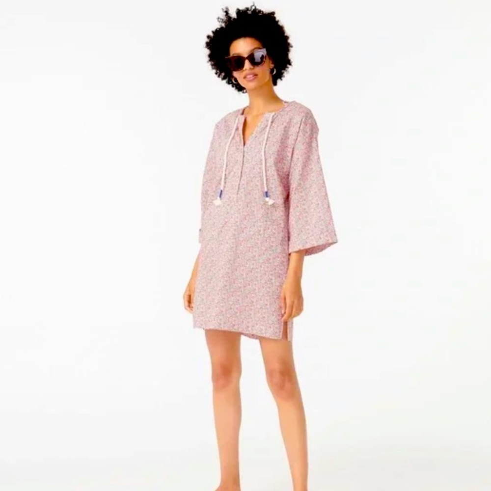 J CREW NWT LIBERTY FABRIC ROSE ELOISE FLORAL DRESS/BEACH TUNIC/COVER UP - Picture 3 of 6